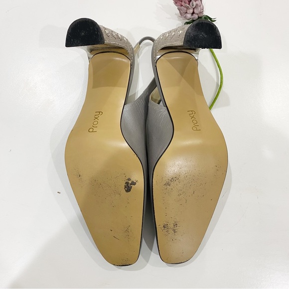 PROXY Metallic Leather Slingback Pumps with Bejeweled Heel Size 10 - Picture 5 of 6